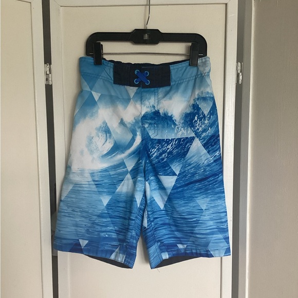 Arizona Jean Co. boys swim trunks 10 / 12 Medium Sz blue board shorts EUC - Picture 2 of 5